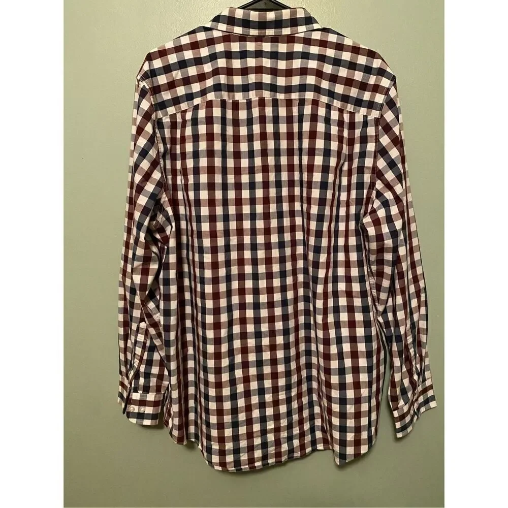 George Red Blue Long Sleeve Button Up Western Shirt Size 2XL